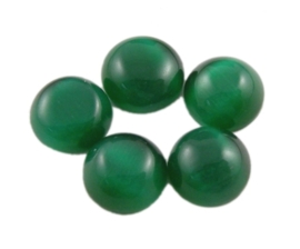 4x Plaksteen glas cate-eye rond 10 x 2,5mm groen