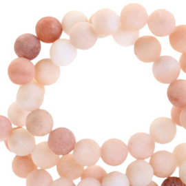 10 x Natuursteen kralen kwarts (chalcedoon) 8 mm – mat multicolour beige rose