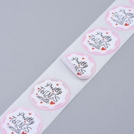 1 rol 500 stickers Wensetiket zegel rond 25mm Pretty Things inside