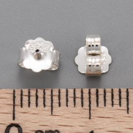 1 paar 925 Sterling zilveren oorbelstoppers 5 x 6 x 3 mm – gat 0,8 mm – zilverkleur