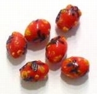 3 x Glaskraal India rood met bloem 13 mm