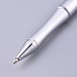 1 x Kunststof/metalen kralenpen 14,4 cm – staafje ca. 55 x 2 mm – zilverkleur