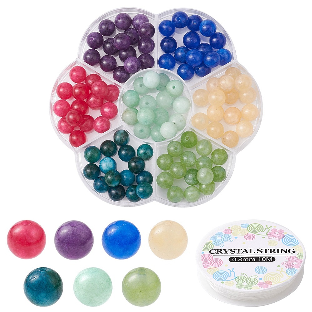 DIY armbandjes maken set – gekleurde natuursteen kralen en elastiek – ca. 8~8,5 mm – gemixte kleuren – inclusief opbergdoosje
