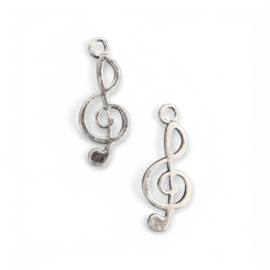 10 x Metalen bedel van een muzieknoot  26 x 10 x 2mm oogje: 2mm