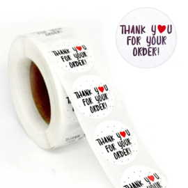 1 rol 500 stickers Wensetiket zegel rond 25mm Thank You For Your Order