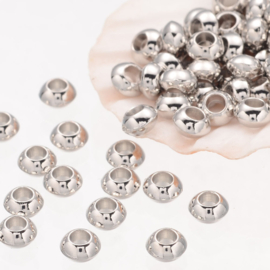 10 x metalen spacer kralen 5,5mm gat: 2,3mm platinum kleur (Nikkelvrij)