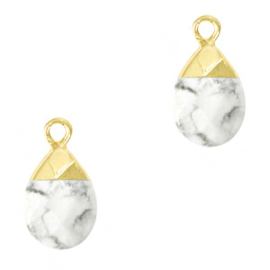 1 x Natuursteen hangers calciet White marble-gold