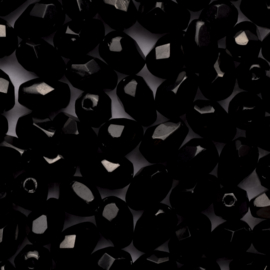 15  x druppel Tsjechië  kraal kristal facet 7 mm kleur: zwart gat: 1mm