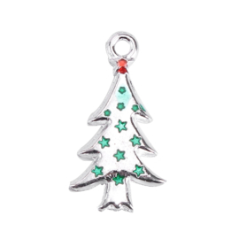 2 x bedel van een kerstboom met strass  14 x 26 x 2mm gat 1,9mm