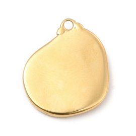 1 x Ion Plating (IP) RVS 304 Atheense Tetradrachme Munt Bedeltjes uil  Goud kleur, 18 x 22 x 2,5mm oogje 1,5mm