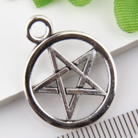 2 x tibetaans zilveren pentagram 20x17mm (pentakel) platinum