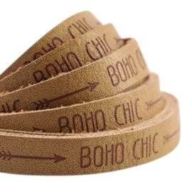 20 cm Plat imi leer 10mm met quote - Boho Chic - Mustard brown ♥