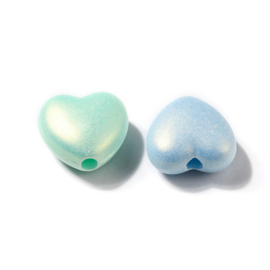 10 x acryl hartjes mix pastel glans 10,5 x 11 x 5,5mm, gat 2mm