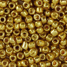 20 gram Glaskralen Rocailles 8/0 (3mm) Metallic shine yellow gold