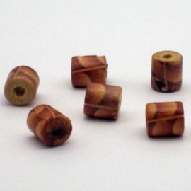 25 x houten cilinder kraal 10 x 9mm gat c.a. 3mm