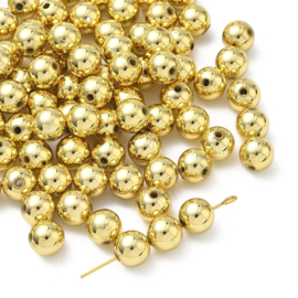 20 x Metaallook acryl kralen rond 8 mm – gat 1,5 mm – goudkleur