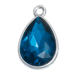 Geboorte steen hanger prachtig kristal facet Maart Aquamarijn Blauw 19x12 mm