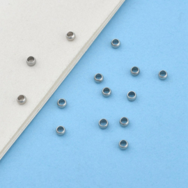 25 x RVS 304 tussenkralen rondel 2,5 x 1,5 mm – gat 1,4 mm – RVS kleur