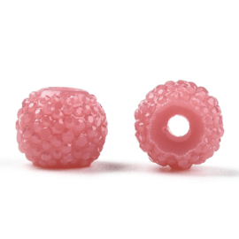 10 x Sparkling beads 8 x 6,5mm gat 1,8mm salmon peach pink