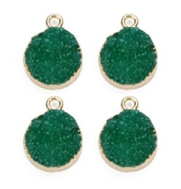 1 x  resin hanger druzy quartz 13,5 mm green-gold