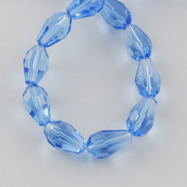 10 x  facet druppel glas kraal 10 x 6 x 6mm gat: 1mm CornflowerBlue