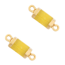 1 x Natuursteen hangers tussenstuk hexagon Saffron yellow-gold (op is op)