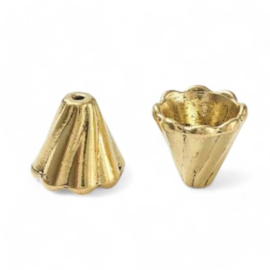 2 x Metalen kralenkapje antiek goudkleur, afmeting 13 x 12mm gat 2mm