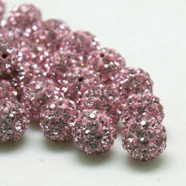 2 x prachtige Shamballa Resin strass ballen 12 mm gat: 2mm roze