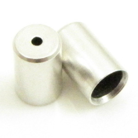 DQ metaal eindkap zilverkleur  3x5mm 4mm gat en 1mm rijg gat (Nikkelvrij)