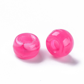 15 x Two tone acryl kralen rondellen 11 x 8 mm – gat 5 mm – Deep Pink