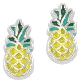 2 x Floating Charms Ananas Antiek Zilver 10x5 mm