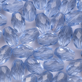 10 x ovaal Tsjechische kralen facet kristal  9mm kleur: licht blauw gat: 1mm
