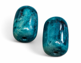 10 x Two tone acryl kralen cilinder 25 x 15 mm – gat 2,5 mm – aqua gemarmerd