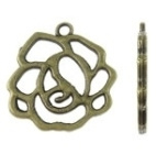 2 x metalen hanger van een bloem roos geel koper kleur 22 x 23 x 2mm Gat: 2mm