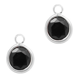 1 x DQ facethanger gekleurd Jet Black - crystal-silver 7x10 mm