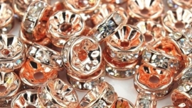 25 x rose gold vergulde Kristal Rondellen 8mm nikkelvrij