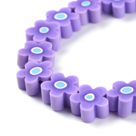 10 x Handgemaakte polymeer kralen bloem 9,5 x 4,4mm (gat Ø1,7mm) Purple