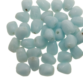 5 x Glaskralen Pebble Baby Blue