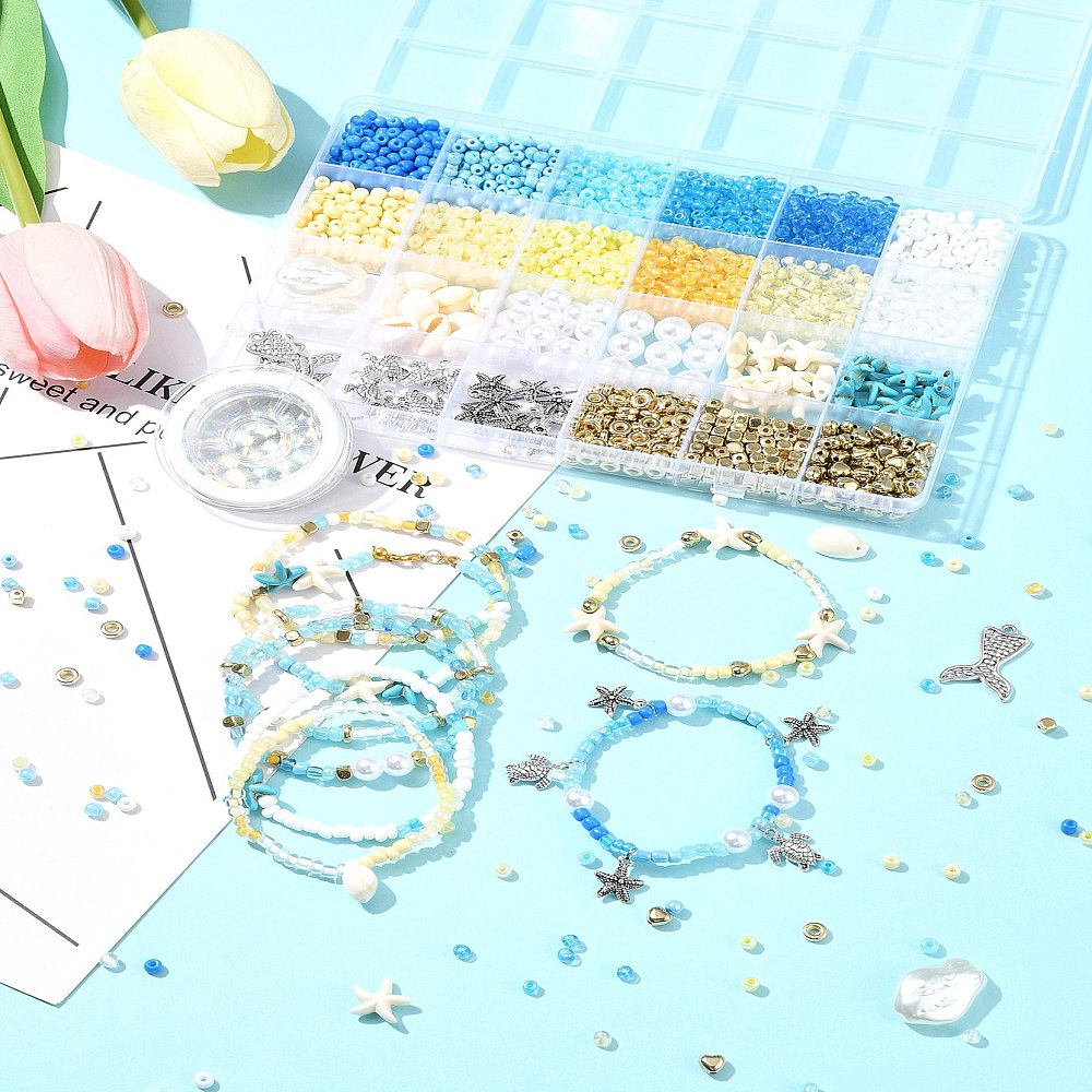 1 x DIY stretch sieraden maken set – ocean beach thema (In bestelling)