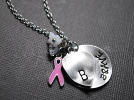 4 x Pink Ribbon bedeltje 19 x 8 x 1mm oogje: 2mm ♥