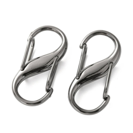 1 x Metalen dubbele S-karabijnhaak 27,5 x 13 x 7 mm – hematietkleur