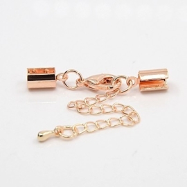 2 x Veterklem met sluiting incl. verlengketting 50mm lang klem 5 x10mm  Diameter 4mm rosegold