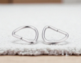 10 x stevige RVS open D-ringen – Tarnish Resistant 304 Stainless Steel – 12 x 15 x 1,5 mm – platinumkleur – binnenmaat ca. 12 x 9 mm