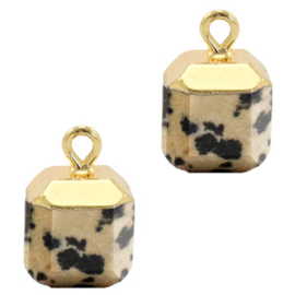 1 x Natuursteen hangers square Greige-gold Spotted stone
