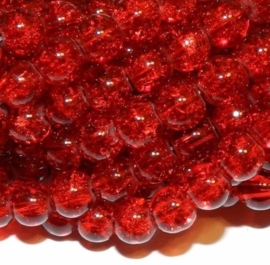 30 x crackle glas kralen 8mm rood gat 1,4mm