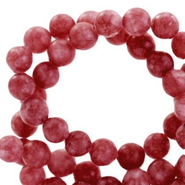 10 x  Natuursteen kralen kwarts 8mm mat Wineberry red