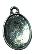 2 x Metalen Cabochon Houder, antiek zilverkleur, binnenzijde: 13,6 mm x 10,2 mm