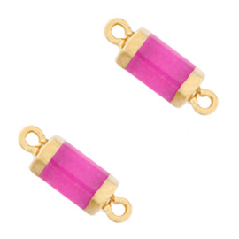 1 xNatuursteen hangers tussenstuk hexagon Purple pink-gold