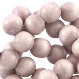 20x Aardse tinten houten kralen rond 8 mm Light rose grey