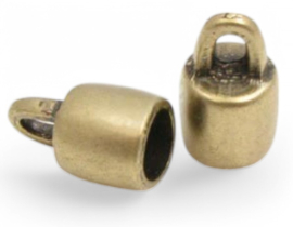 DQ metaal eind kap diameter 8mm antiek bronskleur oogje 3 mm (Nikkelvrij)